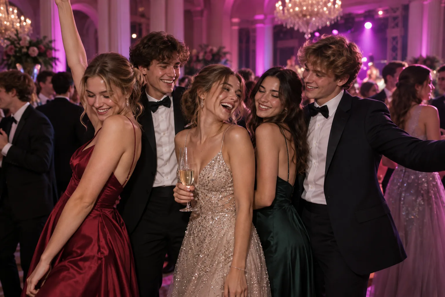 Erwachsene Schulabsolventen feiern ihren Abiball